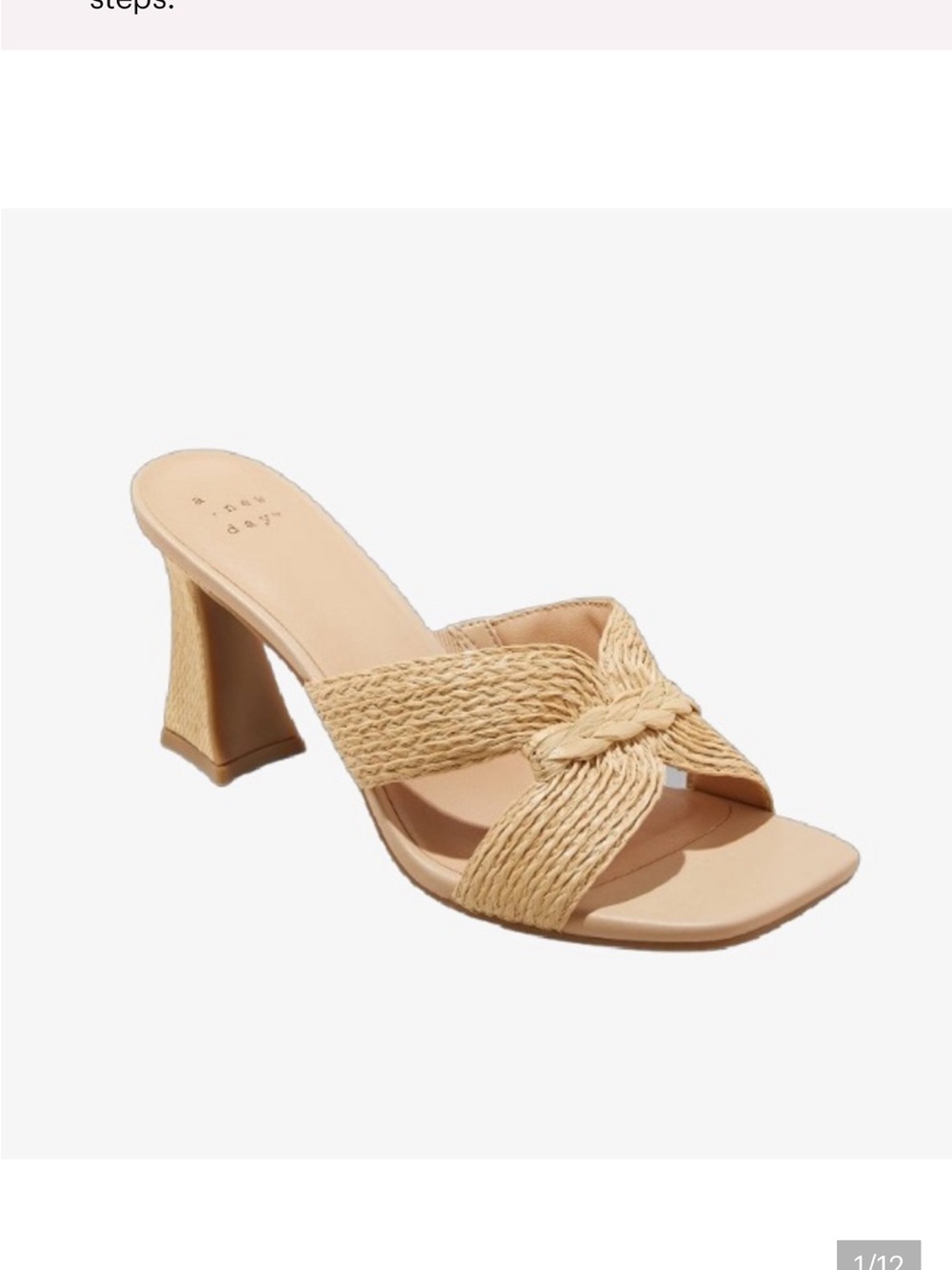 a new day Natural Braided Raffia Knot Block Heel Mule